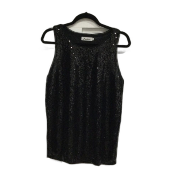 Fashion Tank Top Women’s Size Medium Color Black Sequence - Picture 3 of 13